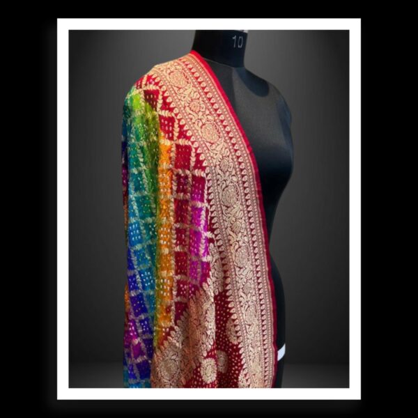 Banarasi Multi Color Bandhani Dupatta Goeregette Silk - Image 2