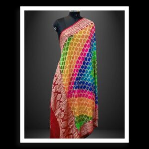 Banarasi Multi Color Bandhani Dupatta Goeregette Silk
