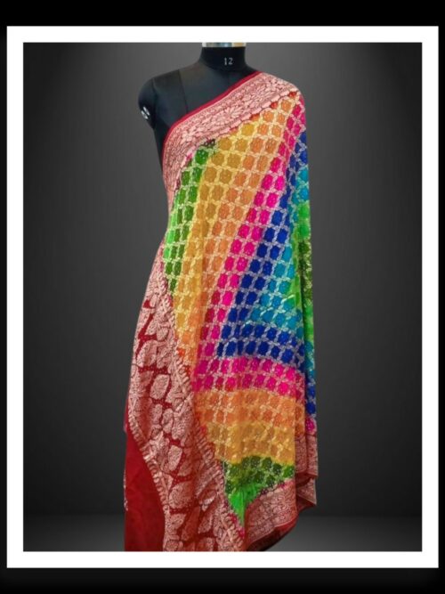 Banarasi Multi Color Bandhani Dupatta Goeregette Silk