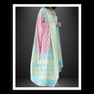Banarasi Bandhani Pure Georgette Dupatta Sky Pink
