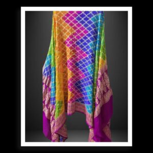Banarasi Multi Color Bandhani Dupatta Goeregette Silk