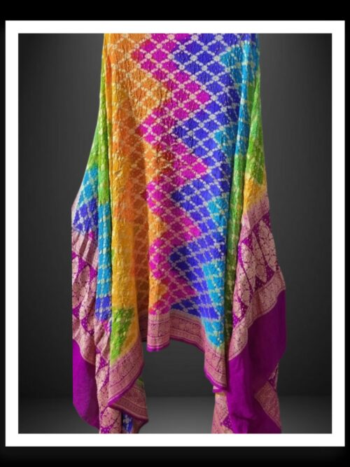 Banarasi Multi Color Bandhani Dupatta Goeregette Silk