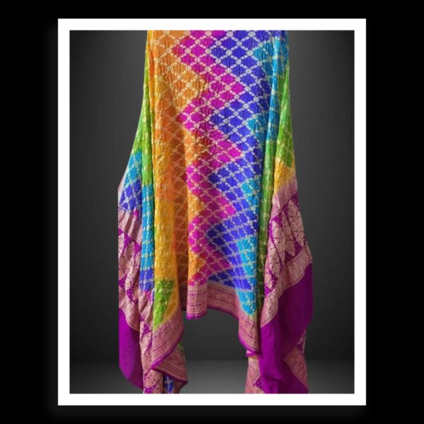Banarasi Multi Color Bandhani Dupatta Goeregette Silk