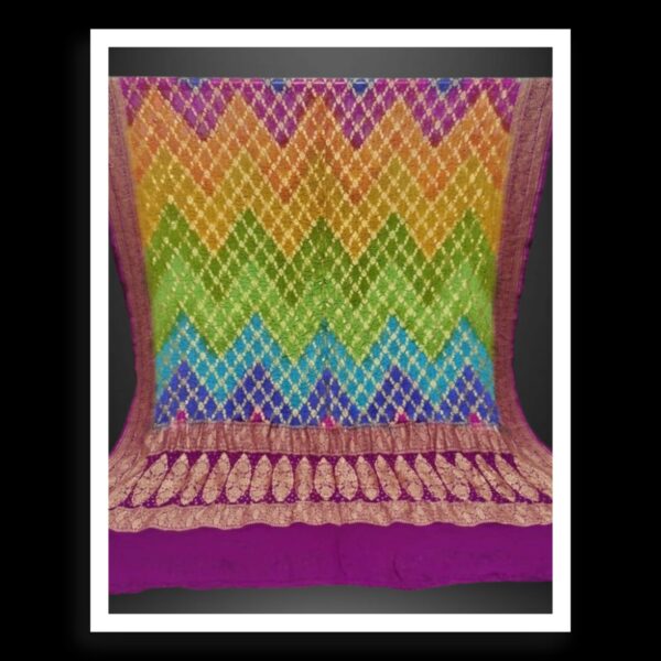 Banarasi Multi Color Bandhani Dupatta Goeregette Silk - Image 2