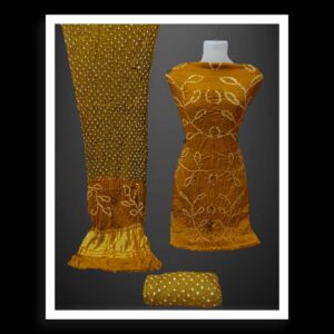Mustard Rust Ambadal Bandhani Dress Pure Modal Silk