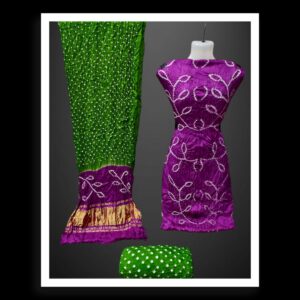Magenta Green Ambadal Bandhani Dress Pure Modal Silk