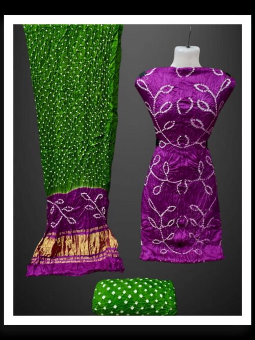 Magenta Green Ambadal Bandhani Dress Pure Modal Silk