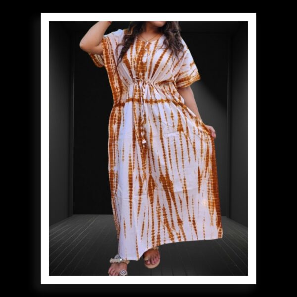 Designer Shibori Kaftan Pure Modal Silk Rust