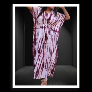 Designer Shibori Kaftan Pure Modal Silk Brown