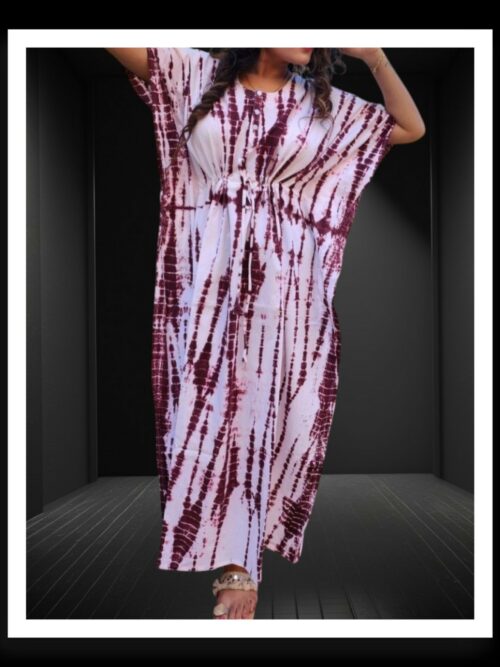Designer Shibori Kaftan Pure Modal Silk Brown