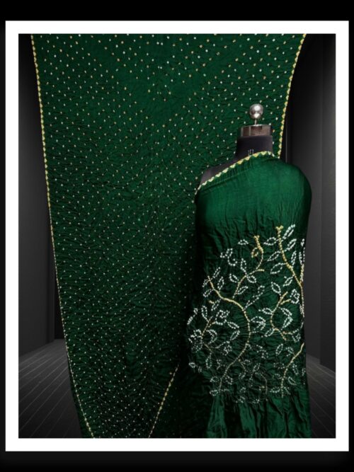 Green Ambadal Bandhani Saree Pure Modal Silk