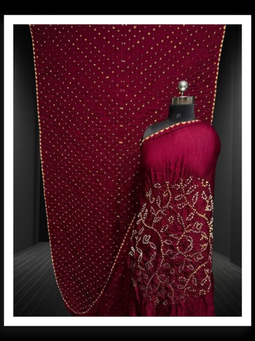 Maroon Ambadal Bandhani Saree Pure Modal Silk