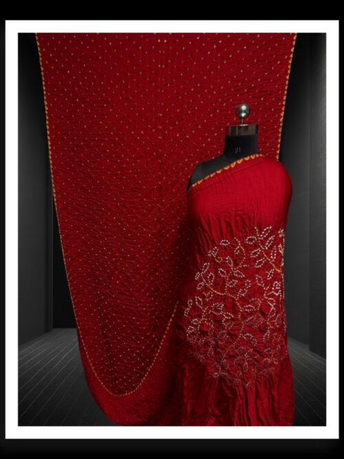 Red Ambadal Bandhani Saree Pure Modal Silk