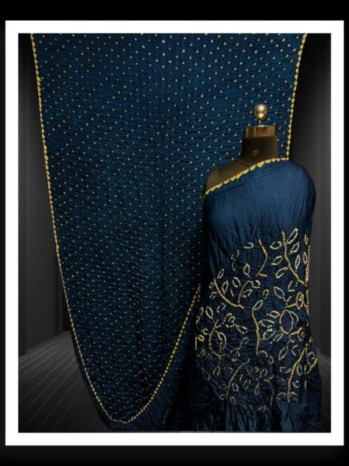 Navy Ambadal Bandhani Saree Pure Modal Silk