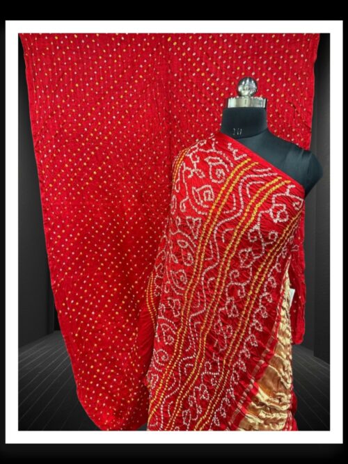 Pure Gaji Silk Bandhani Saree Red