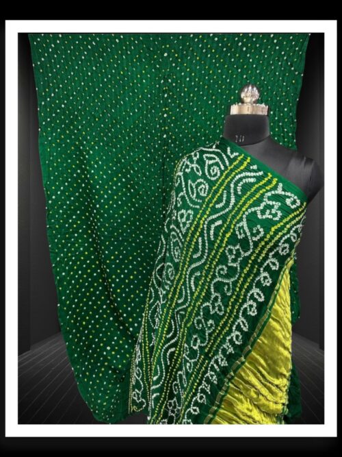 Pure Gaji Silk Bandhani Saree Green