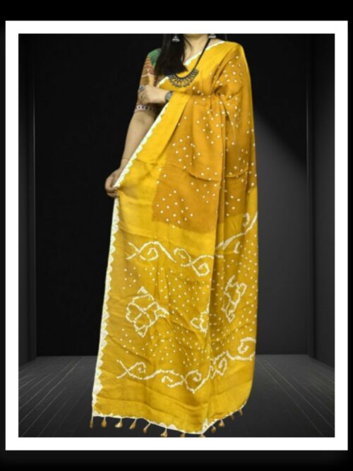Lemon Rust Bandhani Saree Pure Modal Silk