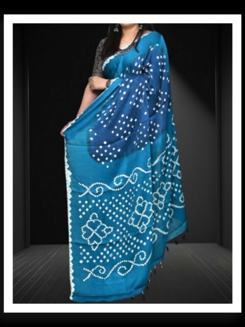 Rama Sky Bandhani Saree Pure Modal Silk