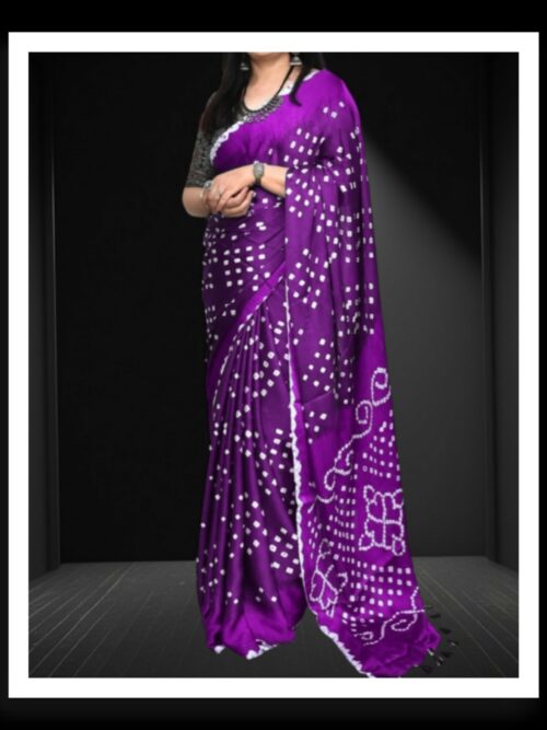 Magenta Bandhani Saree Pure Modal Silk