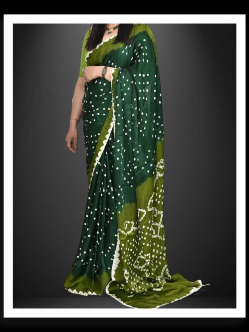 Green Mehndi Bandhani Saree Pure Modal Silk