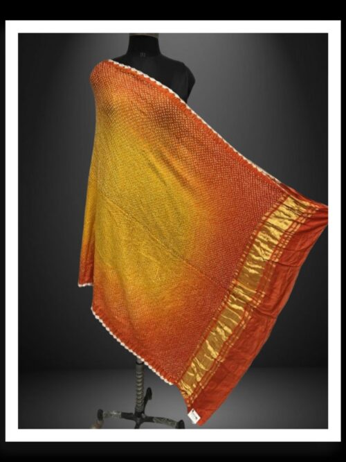Pure Gaji Silk Rai Dani Bandhani Dupatta Orange Mango
