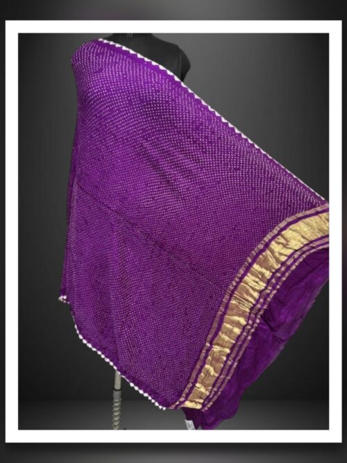 Pure Gaji Silk Rai Dani Bandhani Dupatta Royal Purple