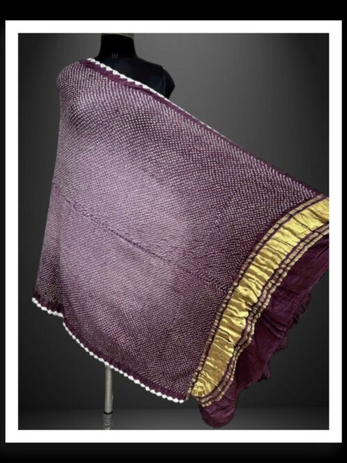 Pure Gaji Silk Rai Dani Bandhani Dupatta Brown Shaded