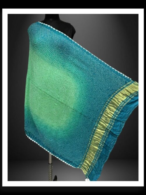 Pure Gaji Silk Rai Dani Bandhani Dupatta Rama Aqua