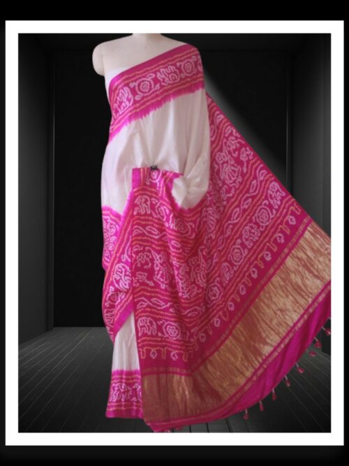 Pink Traditional Panetar Bandhani Saree Pure Gaji Silk