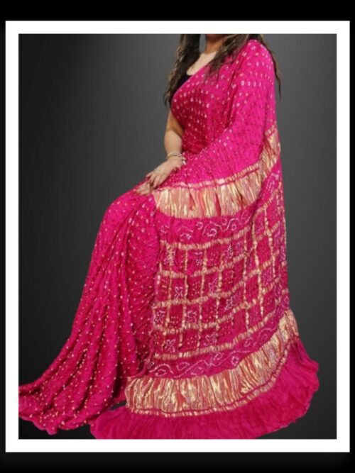 Gharchola Pallu Bandhani Saree Pure Modal Silk Pink