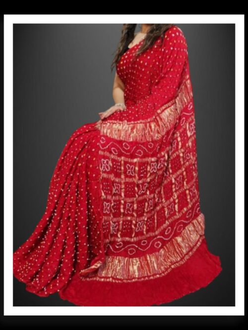 Gharchola Pallu Bandhani Saree Pure Modal Silk Red