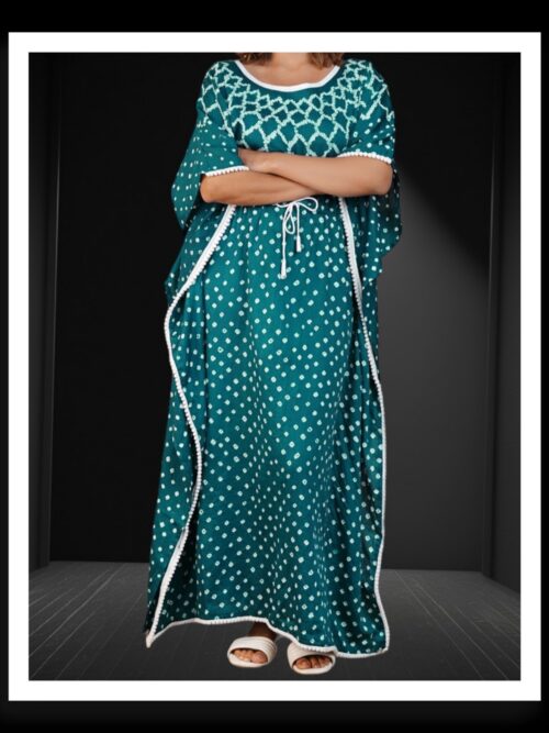 Pure Modal Silk Bandhani Kaftan Rama