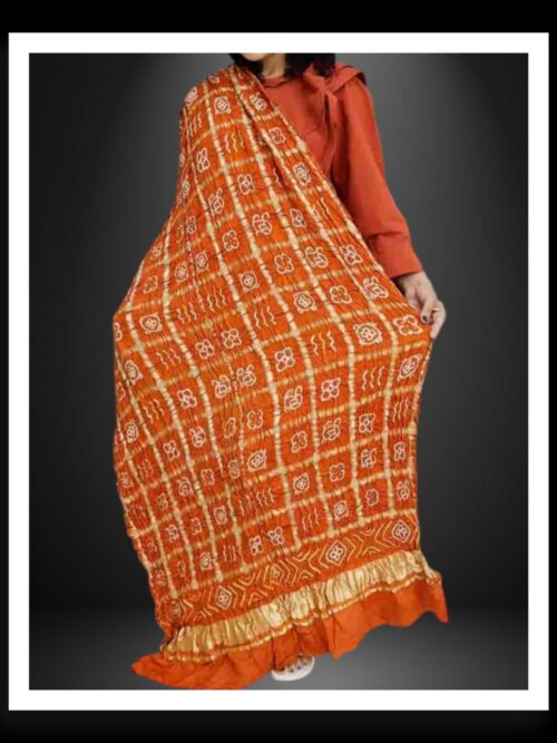 Traditional Gharchola Dupatta Pure Gaji Silk Orange