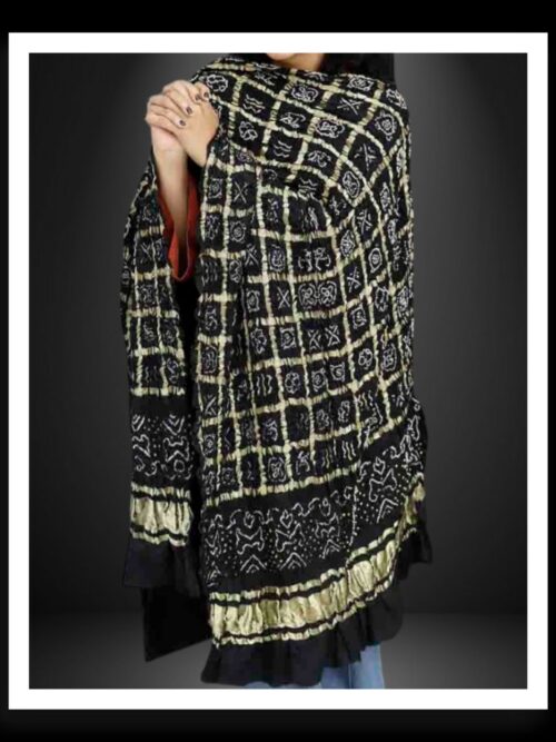 Traditional Gharchola Dupatta Pure Gaji Silk Black