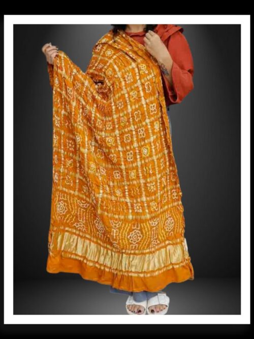 Traditional Gharchola Dupatta Pure Gaji Silk Mustard