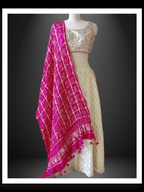 Traditional Gharchola Dupatta Pure Gaji Silk Pink