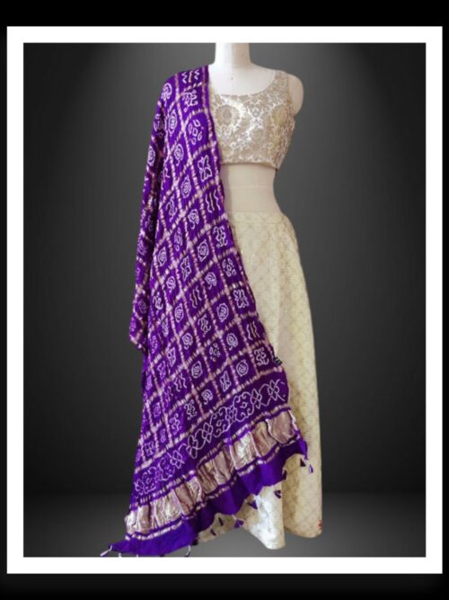 Traditional Gharchola Dupatta Pure Gaji Silk Purple