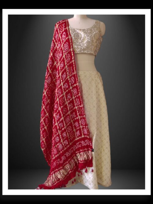 Traditional Gharchola Dupatta Pure Gaji Silk Red