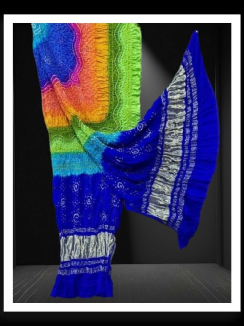 Blue Pure Gaji Silk Bandhani Multi Shaded Dupatta