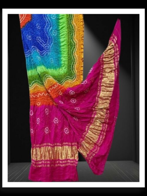 Pink Pure Gaji Silk Bandhani Multi Shaded Dupatta