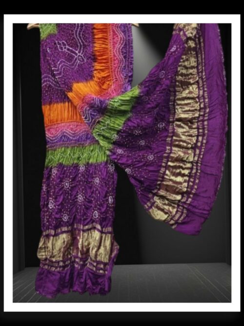 Multi Color Bandhani Dupatta Pure Gaji Silk
