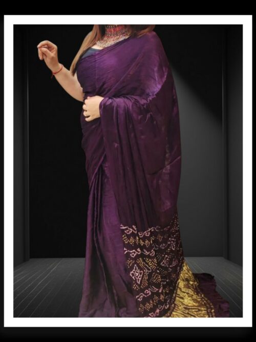 Purple Pure Modal Silk Bandhani Saree