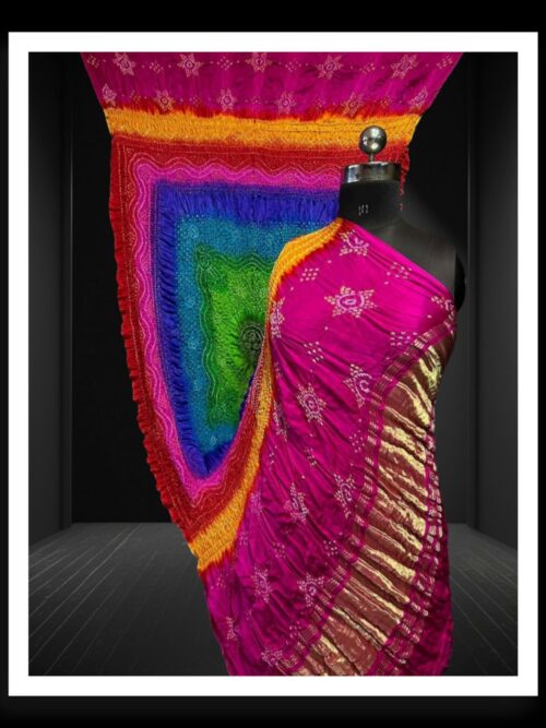 Pure Gaji Silk Bandhani Multi Color Dupatta