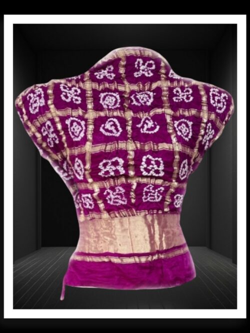 Magenta Gharchola Bandhani Blouse Pure Gaji Silk