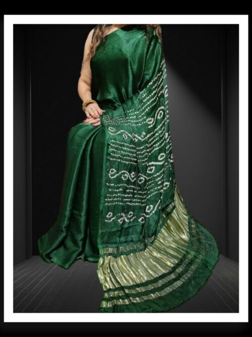 Green Pure Modal Silk Bandhani Saree