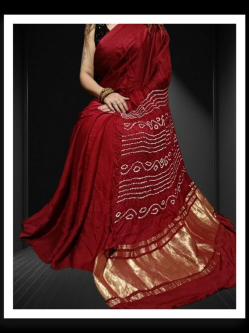 Red Pure Modal Silk Bandhani Saree