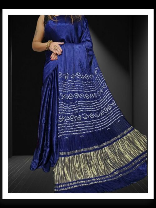Blue Pure Modal Silk Bandhani Saree
