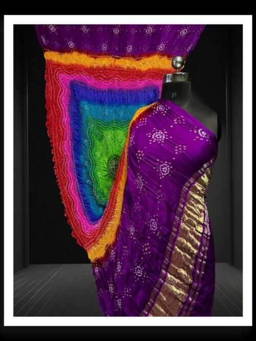 Pure Gaji Silk Bandhani Multi Color Dupatta