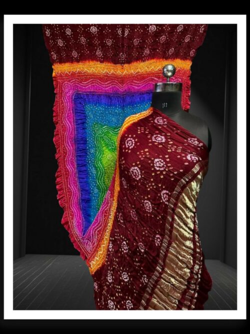 Pure Gaji Silk Bandhani Multi Color Dupatta