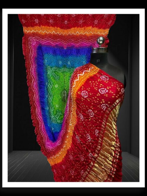 Pure Gaji Silk Bandhani Multi Color Dupatta